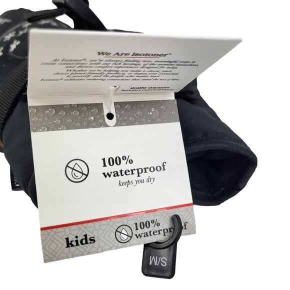 isotoner Kids Waterproof Winter Mittens Fleece Lining Black Small Medium New - Picture 5 of 6
